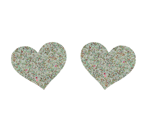 Love In Leather Glitter Heart Womens Nipple Covers - Breast and Nipple Toys