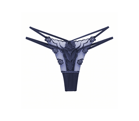 Love In Leather Womens Embroidered G-String Panties Dusk - G-Strings, Panties and Shorts