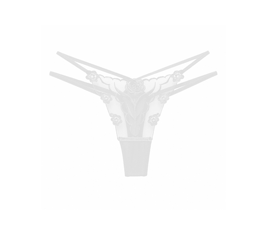 Love In Leather Womens Embroidered G-String Panties White - G-Strings, Panties and Shorts