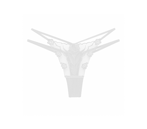Love In Leather Womens Embroidered G-String Panties White - G-Strings, Panties and Shorts