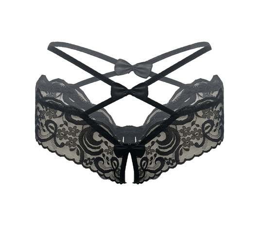 Love In Leather Womens Crotchless Panties OS - G-Strings, Panties and Shorts