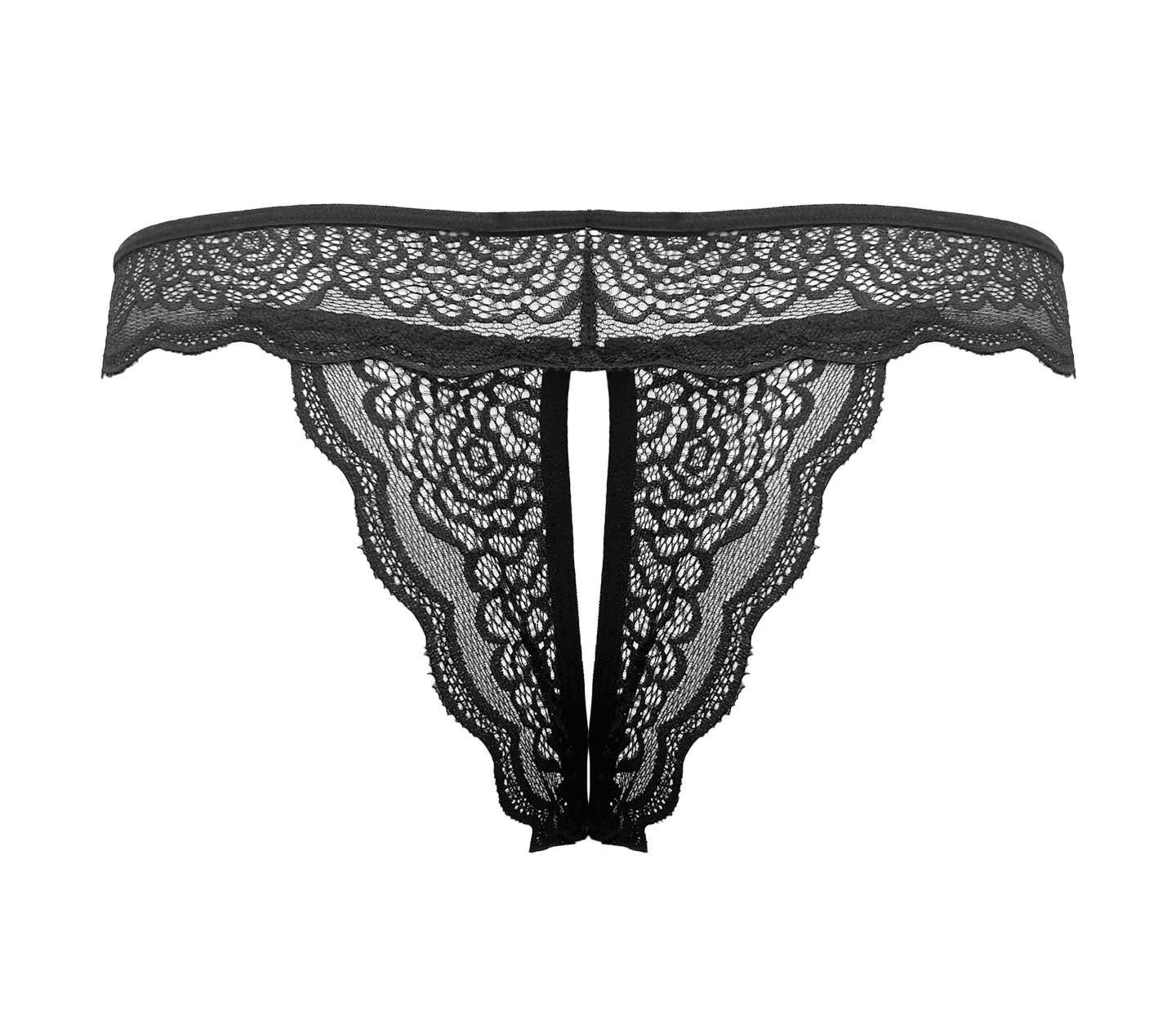 Love In Leather Sexy Crotchless Panties Black - - G-Strings, Panties and Shorts