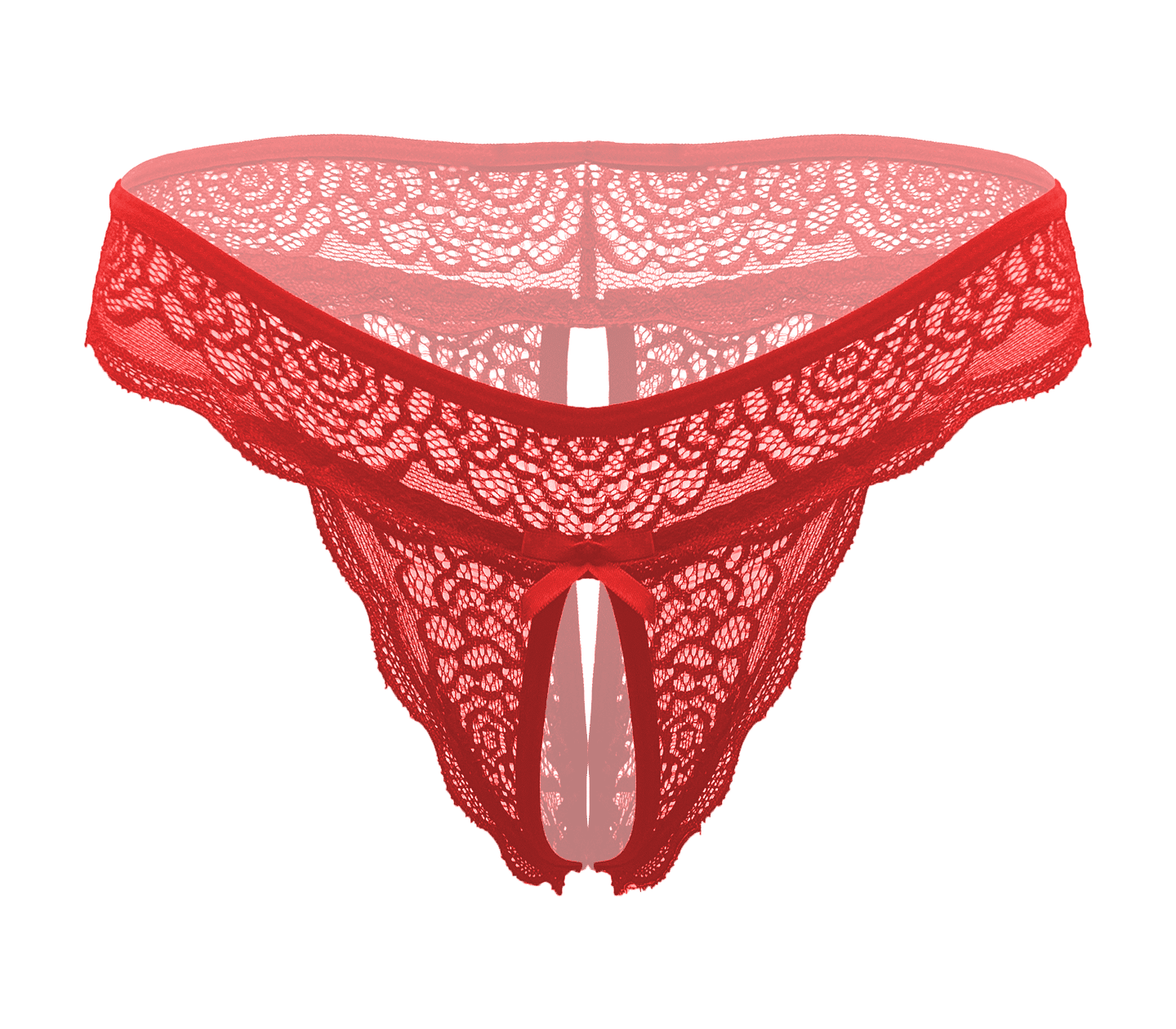 Love In Leather Sexy Crotchless Panties Red - - G-Strings, Panties and Shorts