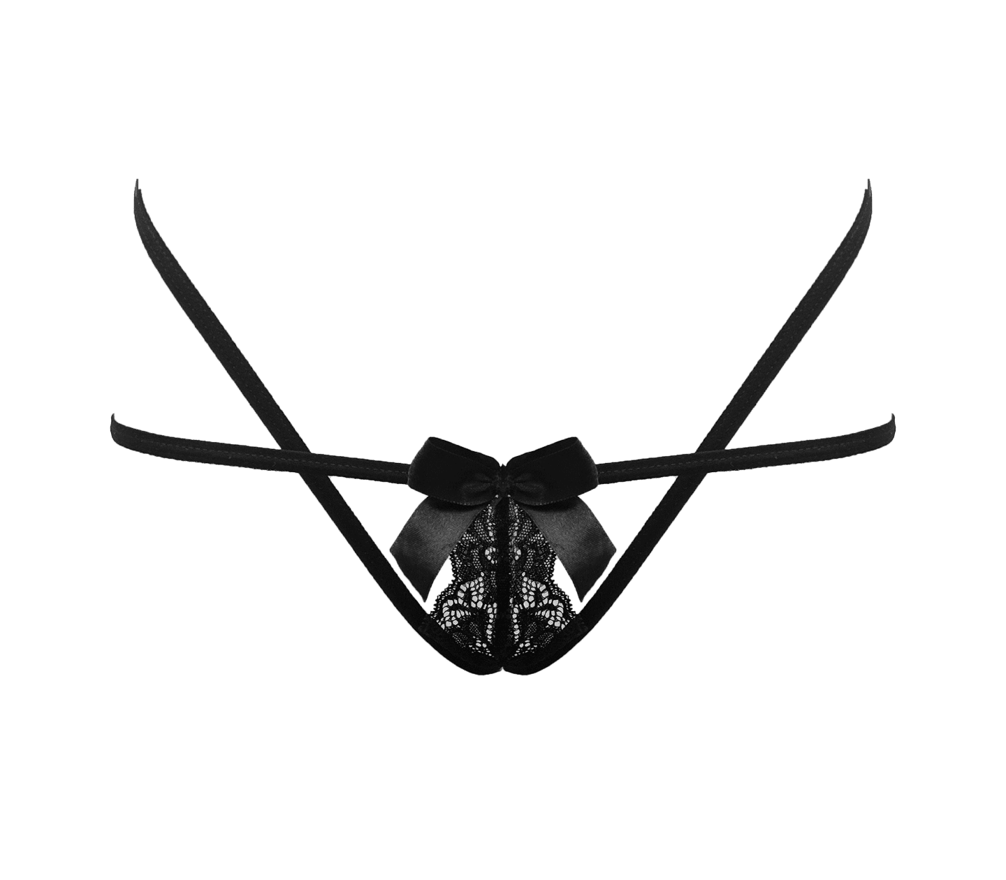 Love In Leather Crotchless Panties With Adjustable Slider OS - - G-Strings, Panties and Shorts