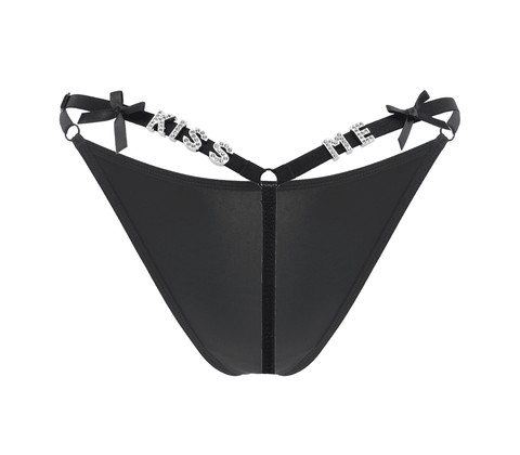 Love In Leather Kiss Me Printed Sexy G String Panty
