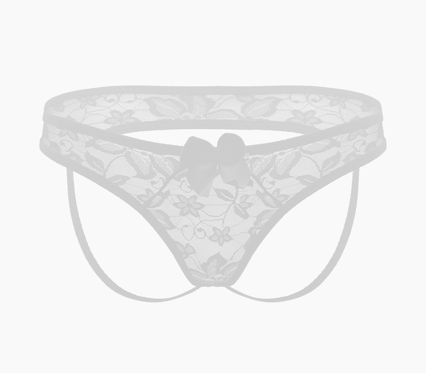 Love In Leather Full Lace Womens Crotchless Panties OS - - G-Strings, Panties and Shorts
