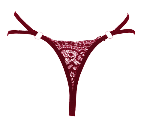 Love In Leather Crotchless Lace and Pearl Panties
