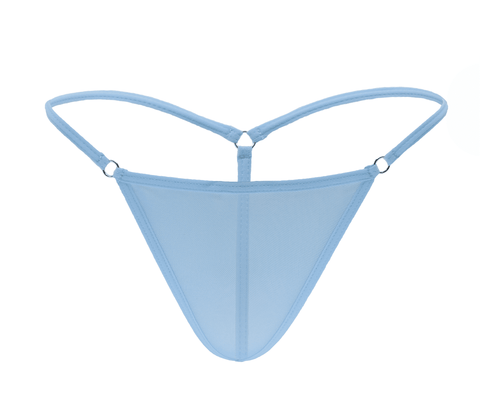 Love In Leather Womens Mesh Micro Sexy G String Baby Blue