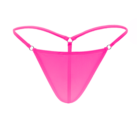 Love In Leather Mesh Micro Sexy G String Panty Hot Pink