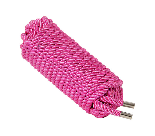 Love In Leather Silky Bondage Play Rope 10m Hot Pink - Cuffs And Restraints
