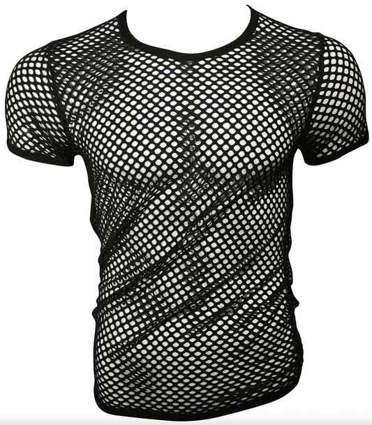 Love In Leather Mens Mesh Shirt with Black Binding - His Fetish