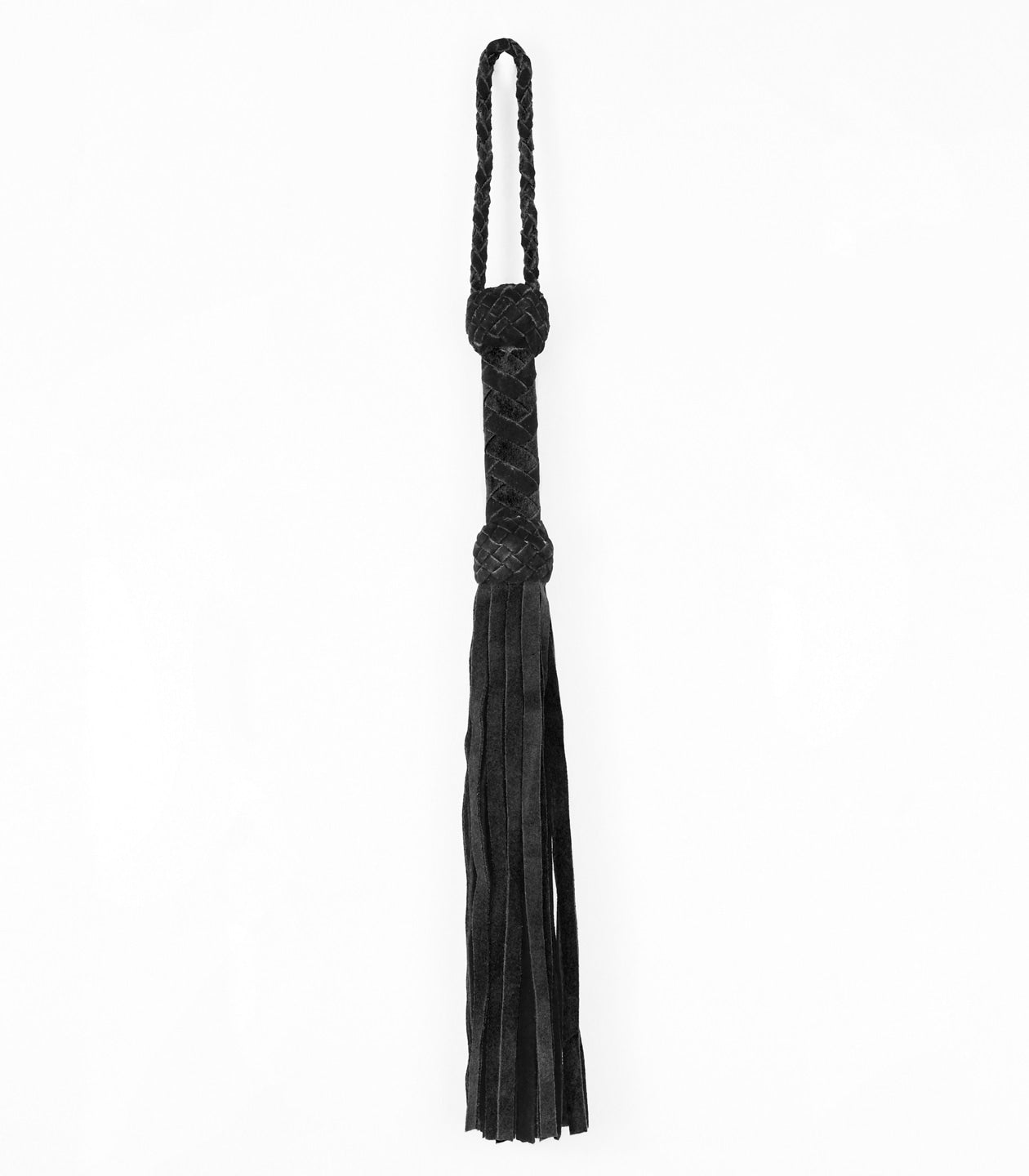 Love In Leather Long Suede Leather Flogger - Black - Whips And Crops