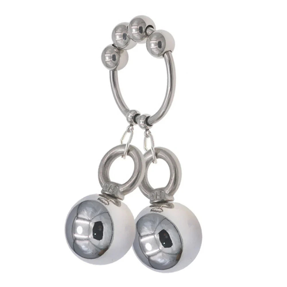 Metal Mens Ball Stretcher Weight Hanger 2 Balls - - Steel Sex Toys