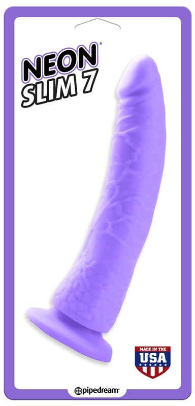 Pipedream Neon Slim 7 Tapered Tip Realistic Dildo - Remote Control Vibrators