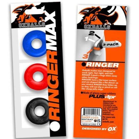 Oxballs Ringer Max 3 Pc Mens Cockring Set - Cock Rings