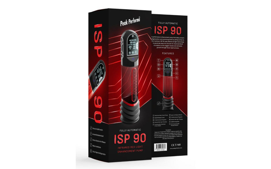 ISP90 Curve Infrared Automatic LCD Penis Pump Red - Penis Pumps And Stretchers