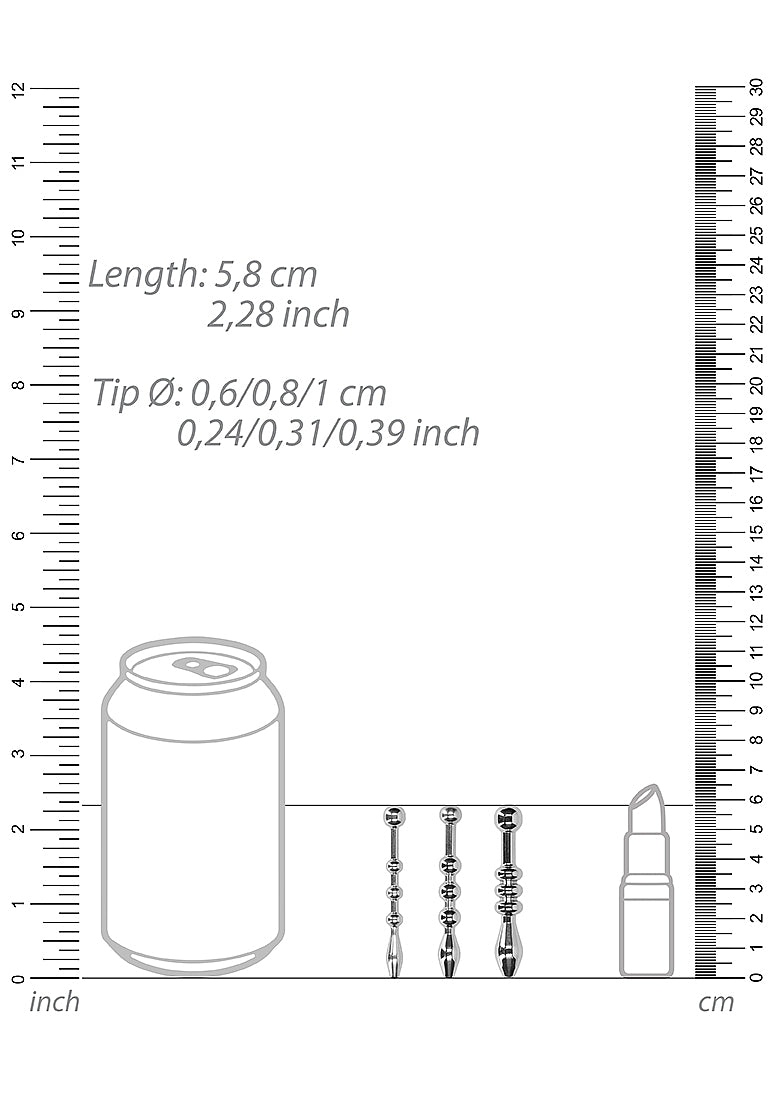 Shots Urethral Sounding Stainless Steel Plug Set - - Urethral Sounds
