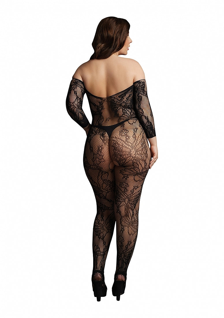 Le Desir Lace Long Sleeved Sexy Bodystocking Black - - Body Stockings