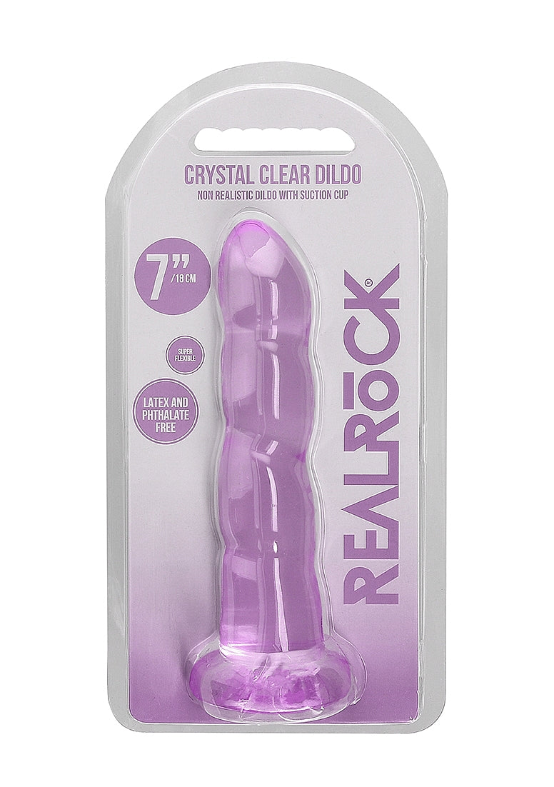 Realrock Crystal Clear Non Realistic Suction Cup Dildo 13cm - - Non-Realistic Dildos