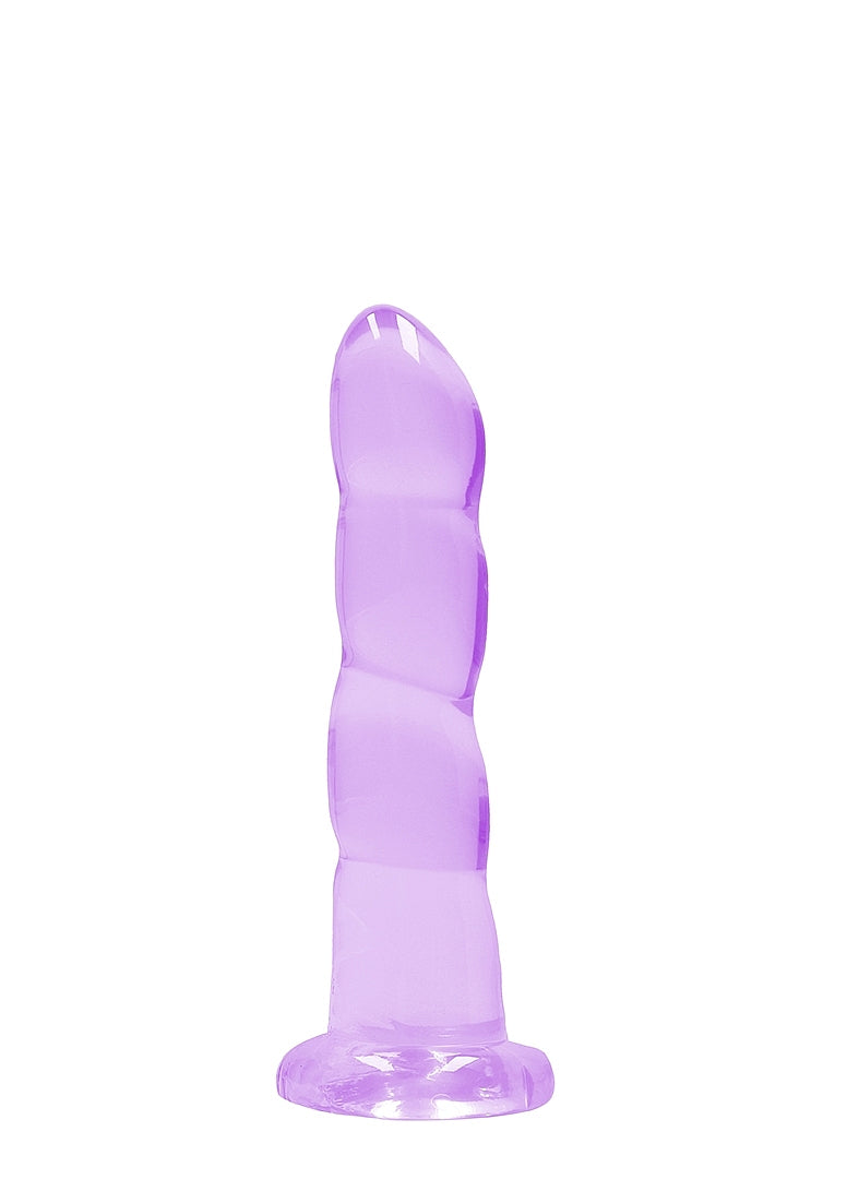 Realrock Crystal Clear Non Realistic Suction Cup Dildo 13cm - Purple - Non-Realistic Dildos