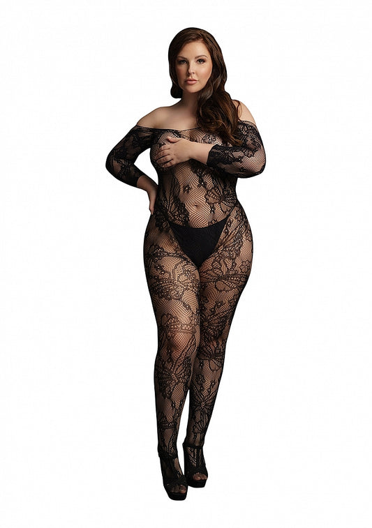 Le Desir Lace Long Sleeved Sexy Bodystocking Black - Body Stockings