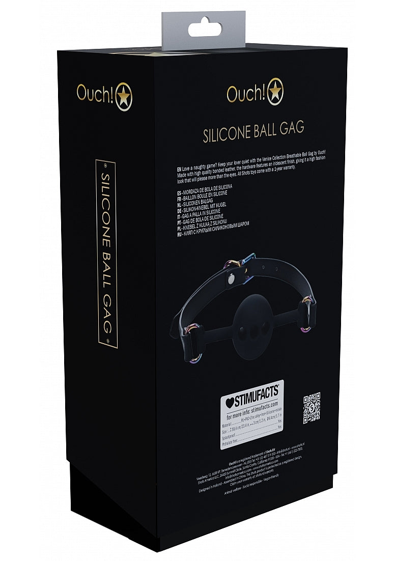 Shots Ouch! Venice Collection Silicone Bondage Ball Gag - Bondage Gags and Bits