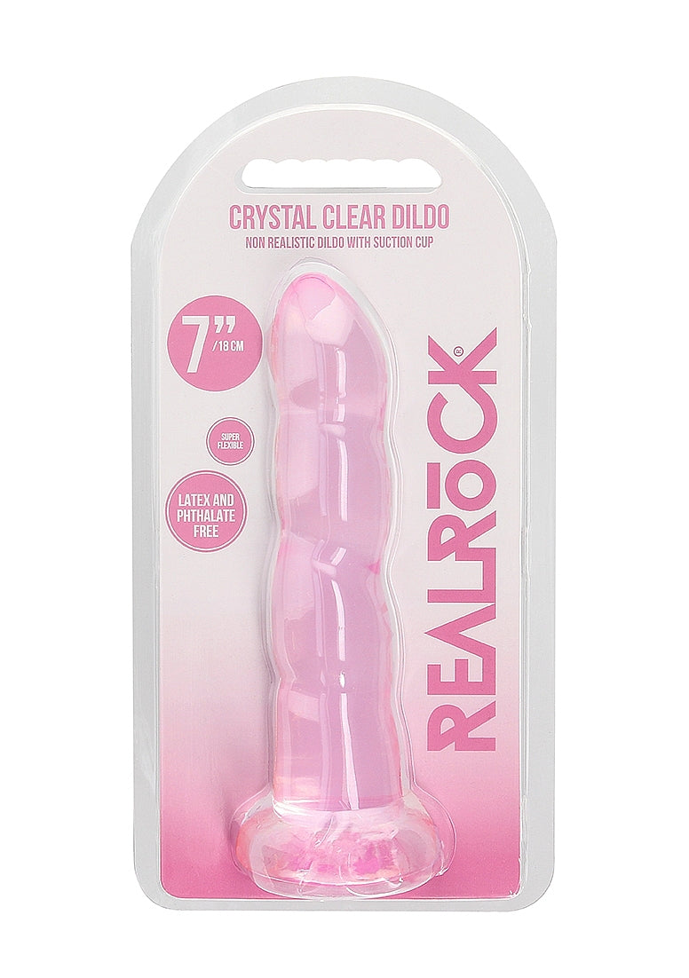 Realrock Crystal Clear Non Realistic Suction Cup Dildo 13cm - - Non-Realistic Dildos