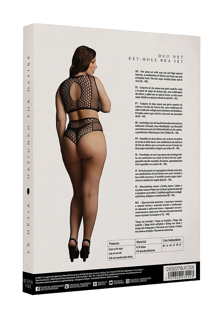 Le Desir Duo Net Key Hole Womens Sexy Bra Set Black - - Bras and Bra Sets