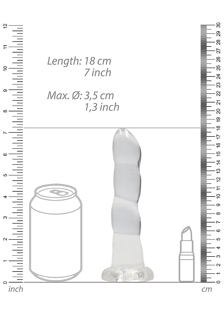 Realrock Crystal Clear Non Realistic Suction Cup Dildo 13cm - - Non-Realistic Dildos