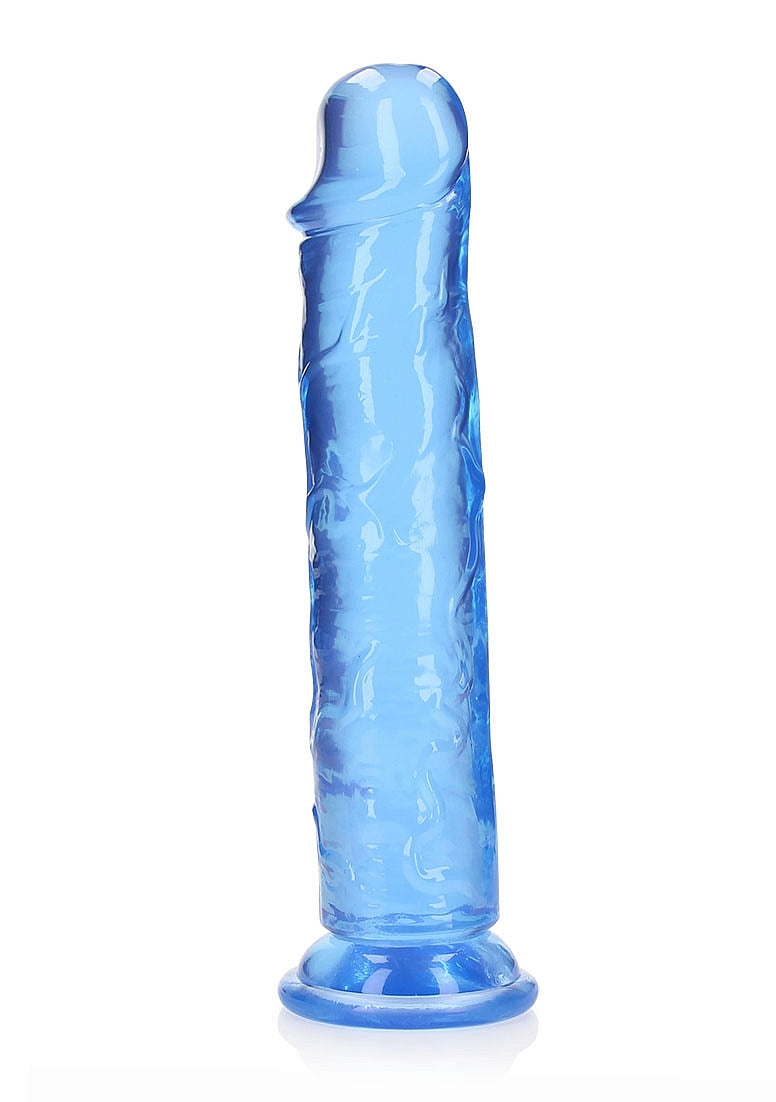Realrock Crystal Clear 10 Inch Dildo Straight No Balls - Blue - Realistic Dildos