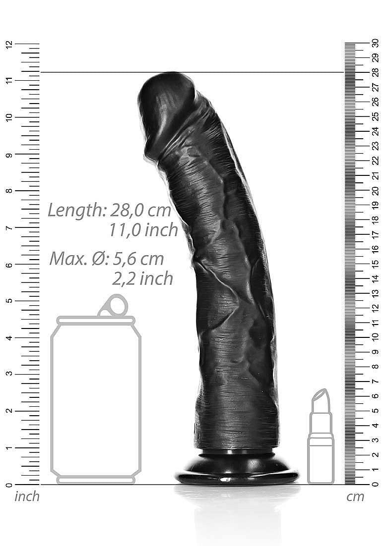 Realrock Curved Realistic Dildo With Suction Cup 25.5cm - - Realistic Dildos