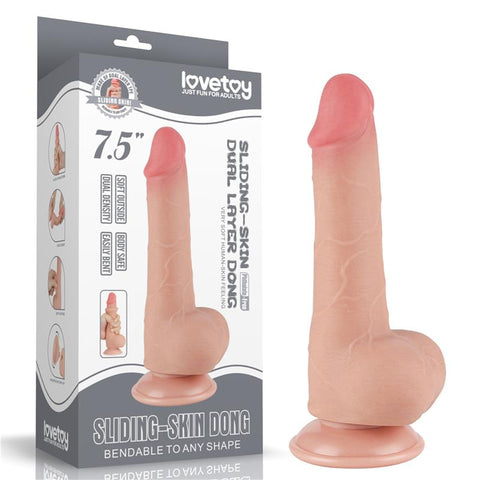 7.5 Inch Sliding Skin Suction Base Dong by Lovetoy