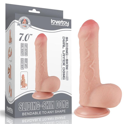 7 Inch Sliding Skin Dual Layer Realistic Dong by Lovetoy