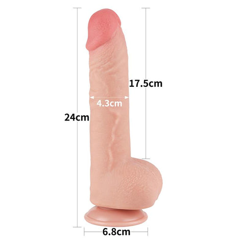 9.5 Inch Sliding Skin Thick Dual Layer Dong by Lovetoy