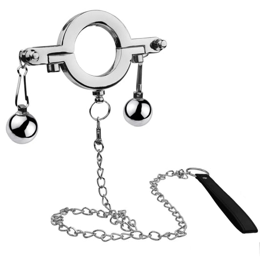 Stainless Steel Hanger Pendant Ball Stretcher With Lead - Steel Sex Toys