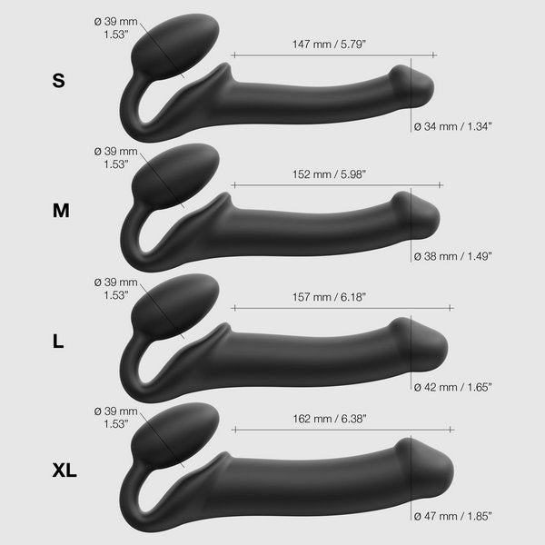 STRAP-ON-ME NEW Bendable Strap-On Silicone Dildo Black - - Strap On Sextoys