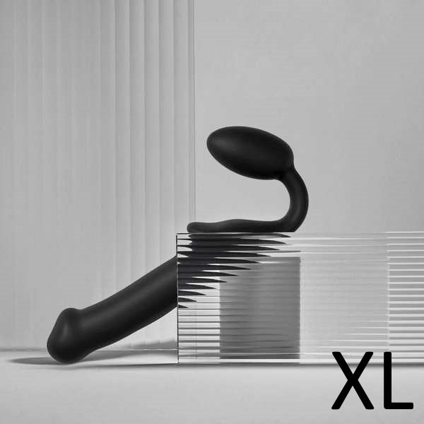 STRAP-ON-ME NEW Bendable Strap-On Silicone Dildo Black - Extra Large - Strap On Sextoys